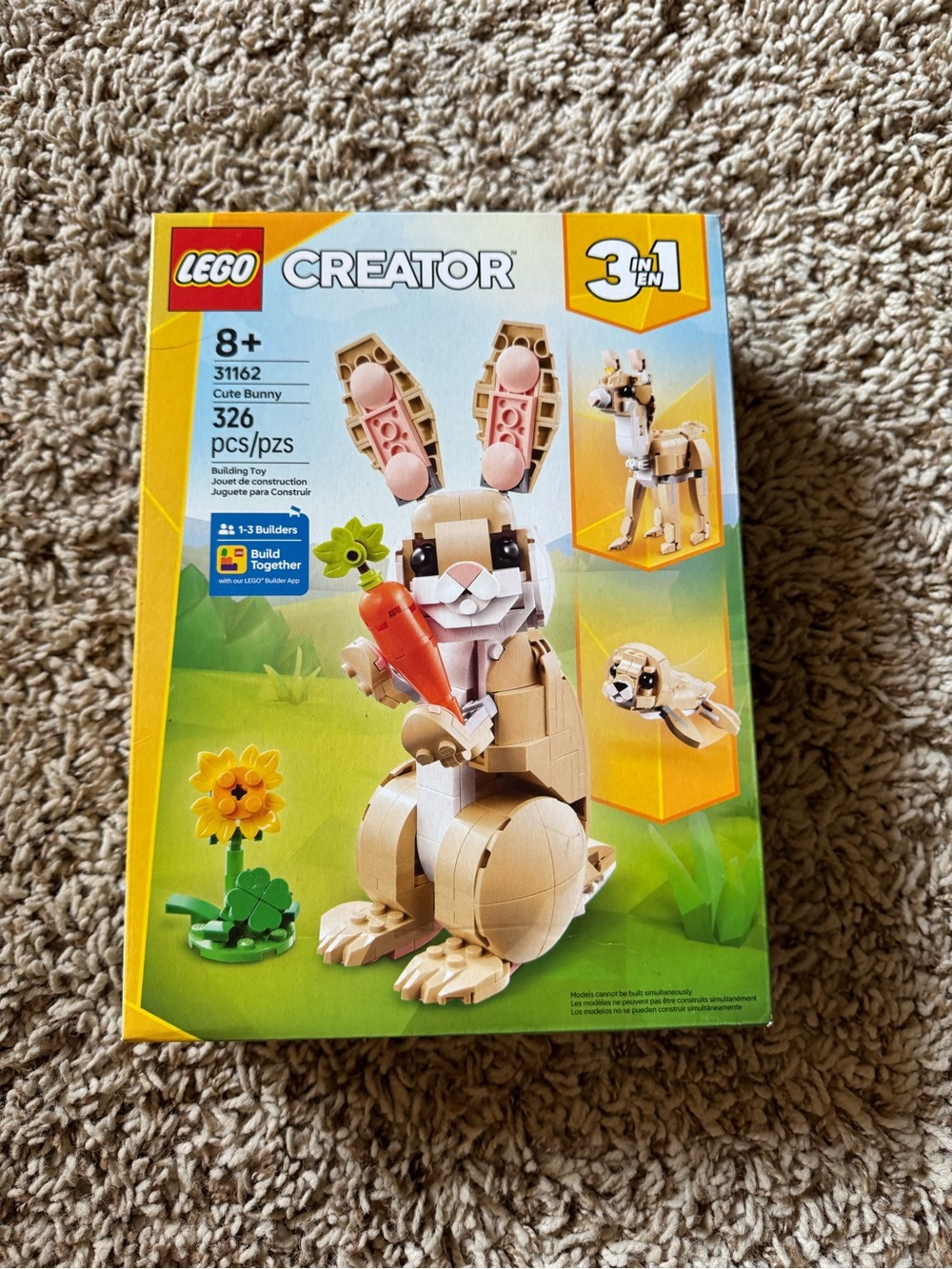 Lego Creator Beige and White Cute Bunny Building Set with Orange Carrot